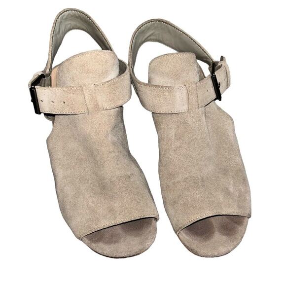 Nine West Women's Size 7.5M Ganci Tan Leather Open Toe Block Heel Ankle Booties - Picture 2 of 9